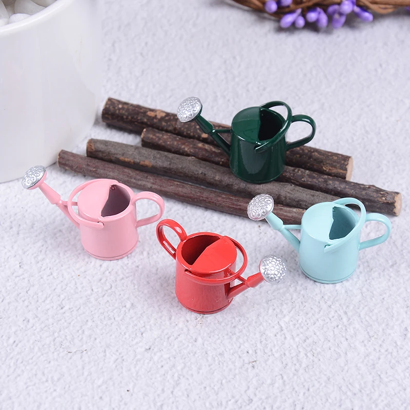 

1/12 Dollhouse Miniature Accessories Mini Metal Watering Can Model Simulation Tools Toy for Doll House Decoration