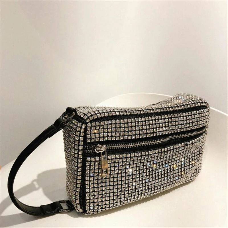 Женская сумка с бриллиантами, Женская мини сумка-тоут, модная новинка, высокое качество, модная, с буквенным принтом, из искусственной кожи, женские дизайнерские вечерние сумки