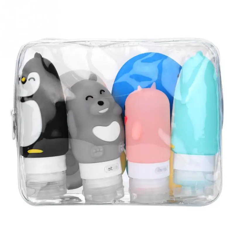 

10pcs Portable Silicon Travel Bottles Set Cosmetic Container Carry-on Cream Jars Cute Cartoon Make up Bottles Travel Tool Kits