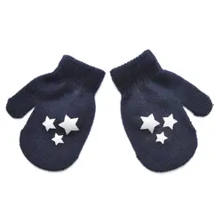 Звезда сердце узор модные перчатки для мальчиков и девочек Теплые зимние вязаные варежки