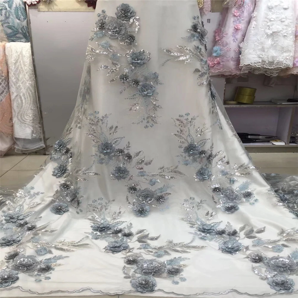 

Tollola Elegant Nigerian High Quality Wedding Lace African Lace Fabric Dubai Bridal Tulle French 3D Lace Fabric for 5Yards