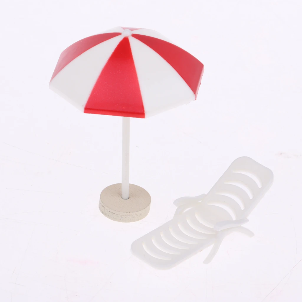 5 Set Mini Deck Chair Beach Umbrella for Dollhouse Yard Garden Swimming Pool Life Scenes Decor Kids Pretend Play Toy 5 Set Mini Deck Chair Beach Umbrella for Dollhouse Yard Garden Swimming Pool Life Scenes Decor Kids Pretend Play Toy