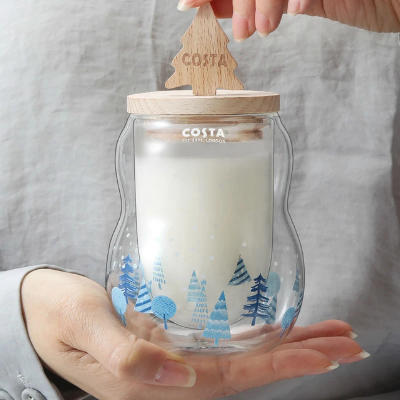 Рождественская кружка COSTA Limited Edition с крышкой из натурального дерева двойными