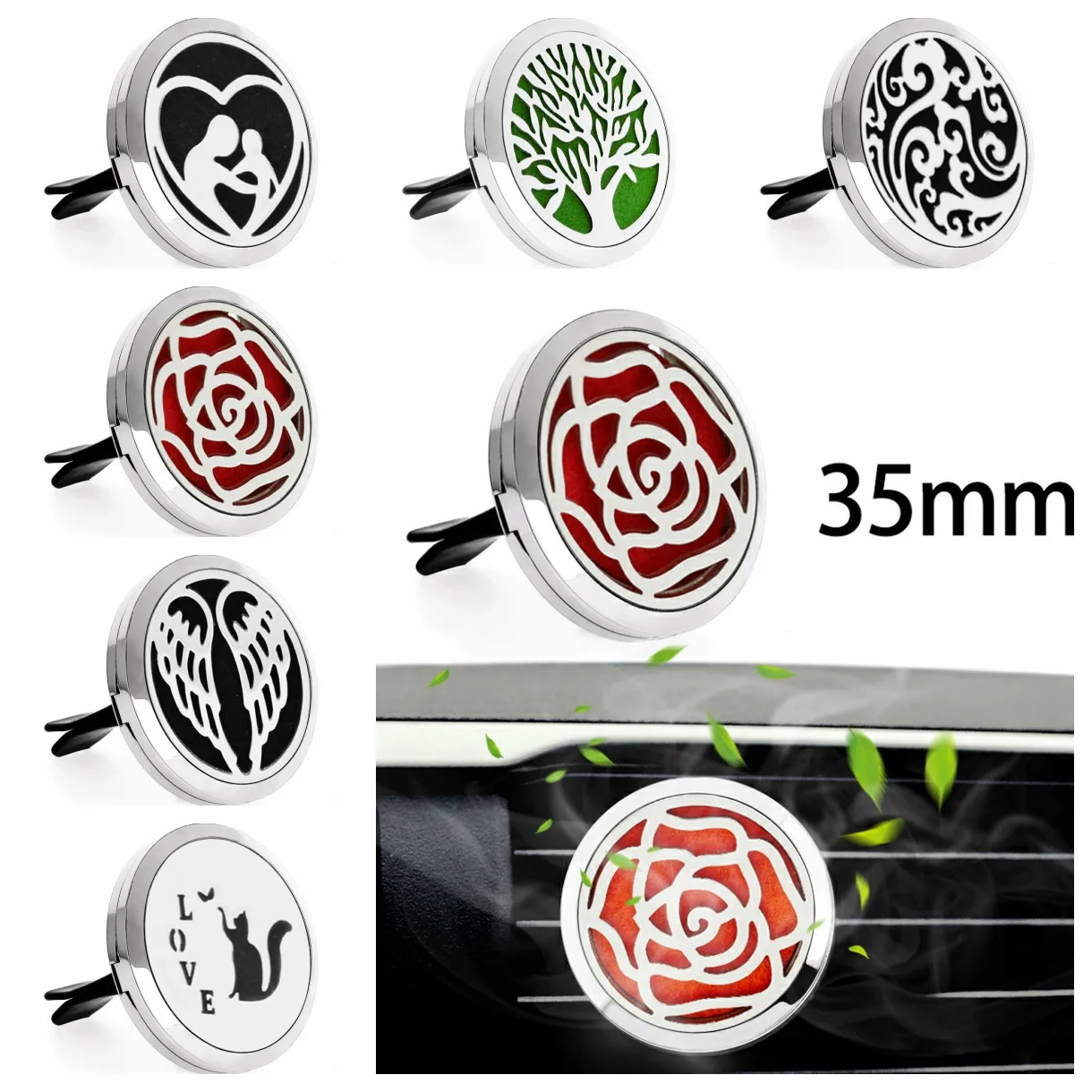 

New Aromatherapy Jewelry Car Perfume Diffuser Air Freshener Essential Oil Diffuser Open Aroma Car Clip Perfume Lockets Pendants