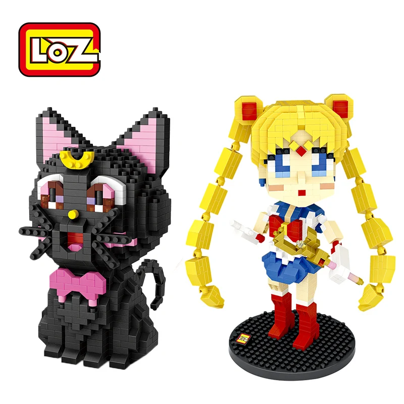 

LOZ Diamond Blocks Sailor Moon Luna Building Blocks black cat Bricks Figure LOZ Blocks Set Toy 9210 9794