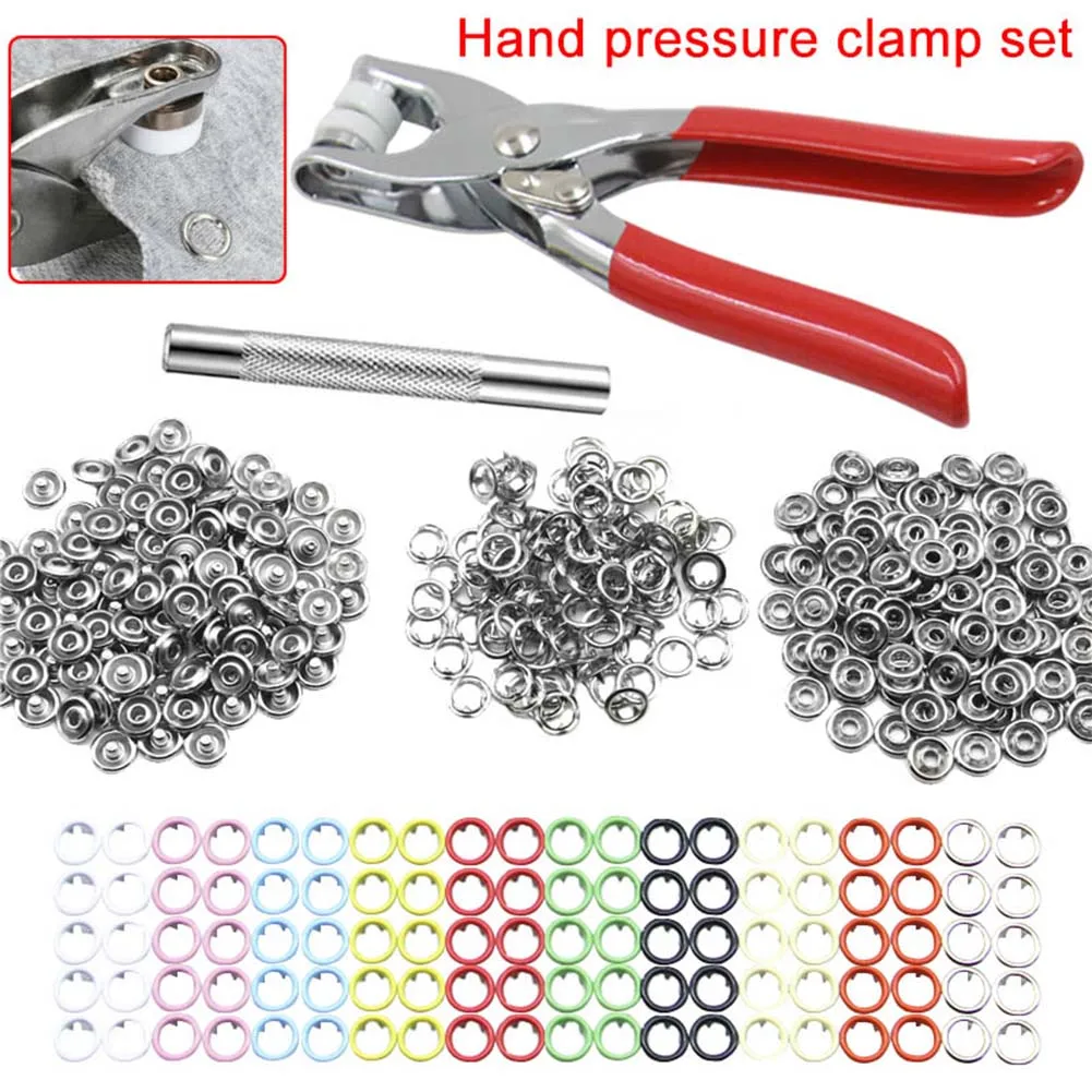 

Newly 100pcs/Set Metal Buttons Claw Buckle Installation Tool Spray Paint Snap Rivet with Piler XSD88
