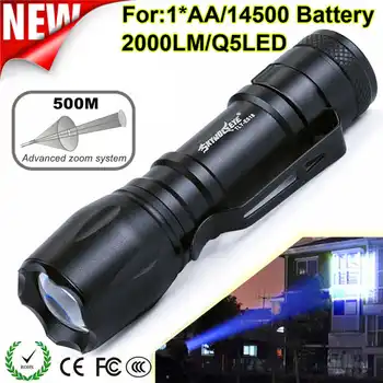 

Super Bright Q5 AA/14500 3 Modes ZOOMABLE LED Flashlight Torch Super Bright powerful led flashlight lanterna bike #4A30