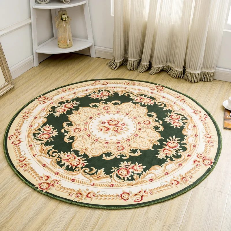 Пасторальный стиль круглый коврик Цветочный Коврик Европейский декоративный коврик моющийся чайный коврик для стола компьютерный стул коврик для спальни