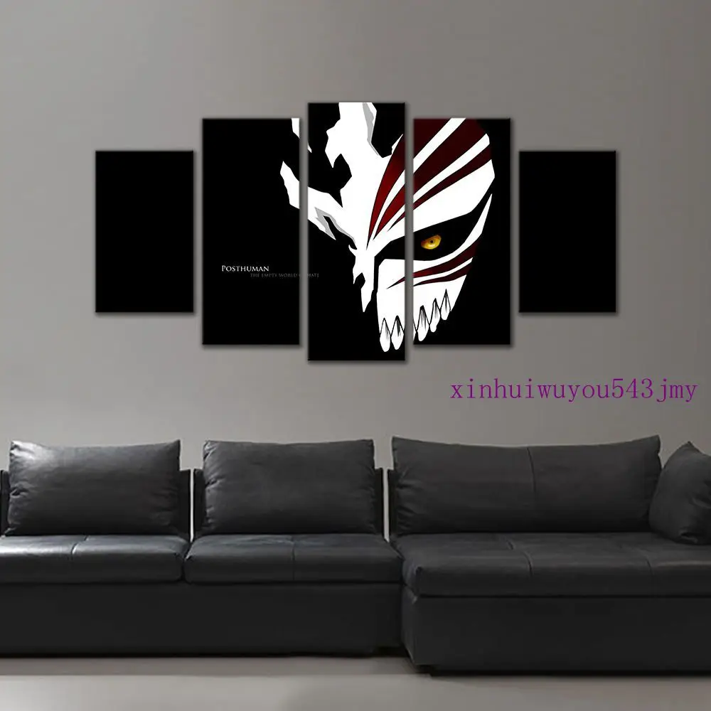 

Large Framed Decor Original BLEACH Kurosaki Ichigo Mask print decoration canvas in 5 pieces