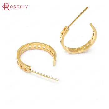 

(36054)6PCS Circle 15.5MM 24K Gold Color Brass Many Hole Round Circle Stud Earrings High Quality Jewelry Findings Accessories