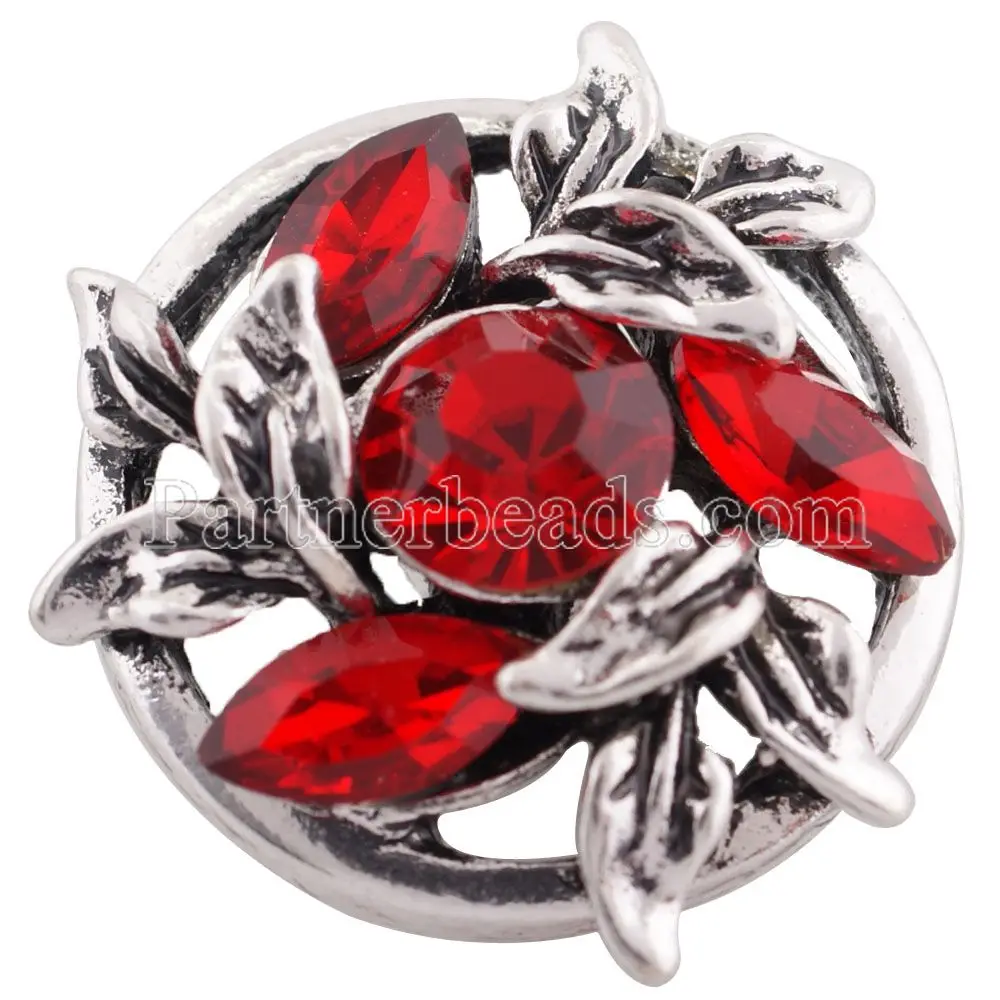 5pcs/lot Partnerbeads Red Colors Exotic 18mm Snap Button Jewelry Fit Snap Bracelet Snaps Jewelry For Women Bracelet