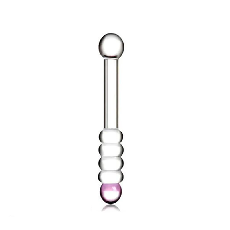 Double Head Glass Beads Crystal font b Dildo b font Dong Penis Pyrex Anal Toys Butt