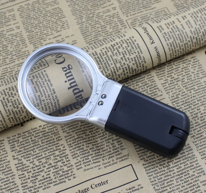 Handheld Magnifier With LED Light 3X Foldable Magnifying Glass With Holder Reading Magnifier Lamp Multifunctional Jewelry Loupe