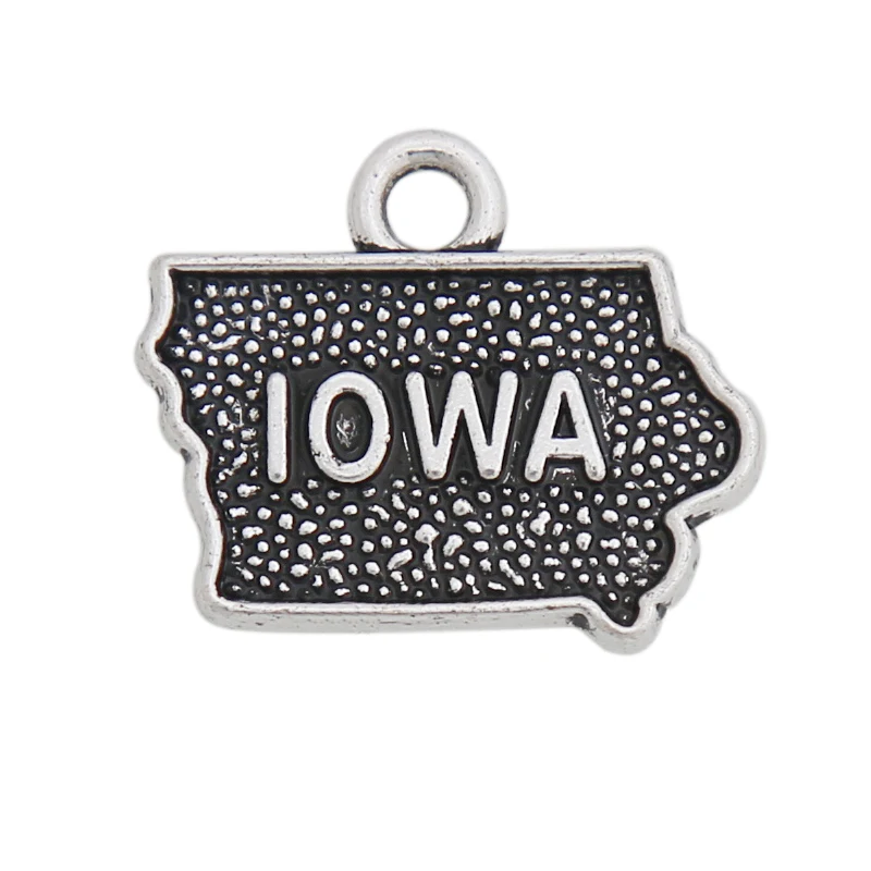 

RAINXTAR Fashion Vintage Alloy American State Iowa Map Charms Jewelry Accessories 14*16mm AAC035