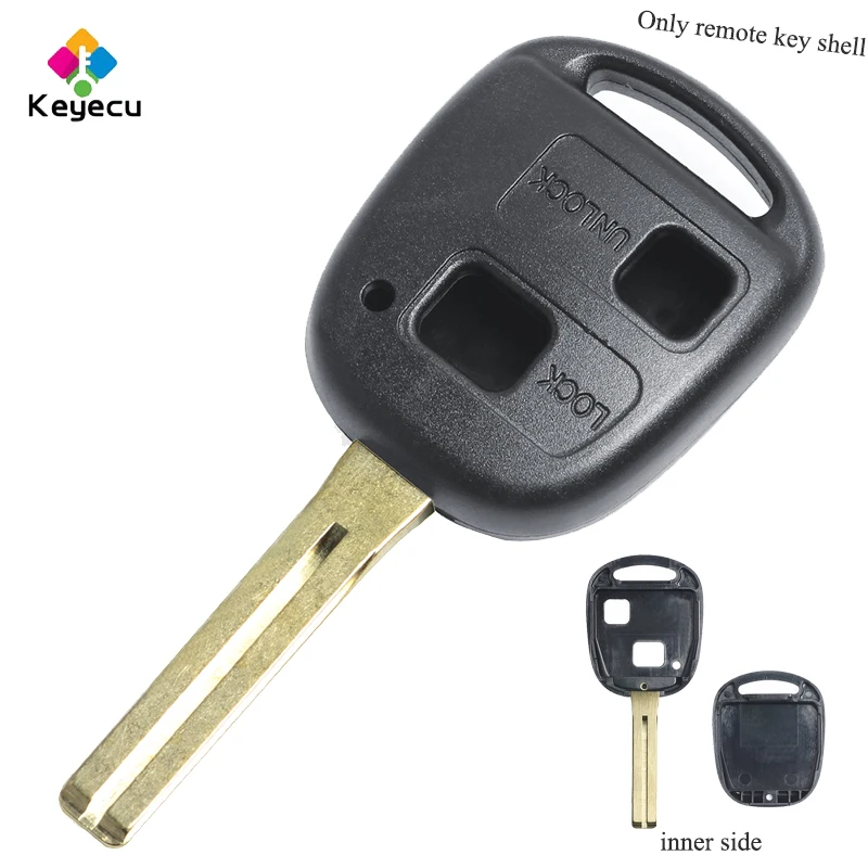 

KEYECU Replacement Remote Key Shell - 2 Buttons & TOY48 Uncut Blade Without Buttons Pad - FOB for Toyota Land Cruiser Lexus...