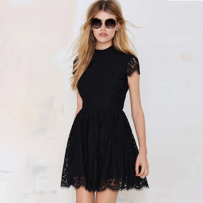 Nieuwe Sexy Black Lace Jurk Slanke Hoge Taille A-lijn Herfst jurk Terug Holle Stiksels Vestido De Festa Plus Size haoduoyi Nieuwe Sexy Black Lace Jurk Slanke Hoge Taille A-lijn Herfst jurk Terug Holle Stiksels Vestido De Festa Plus Size haoduoyi