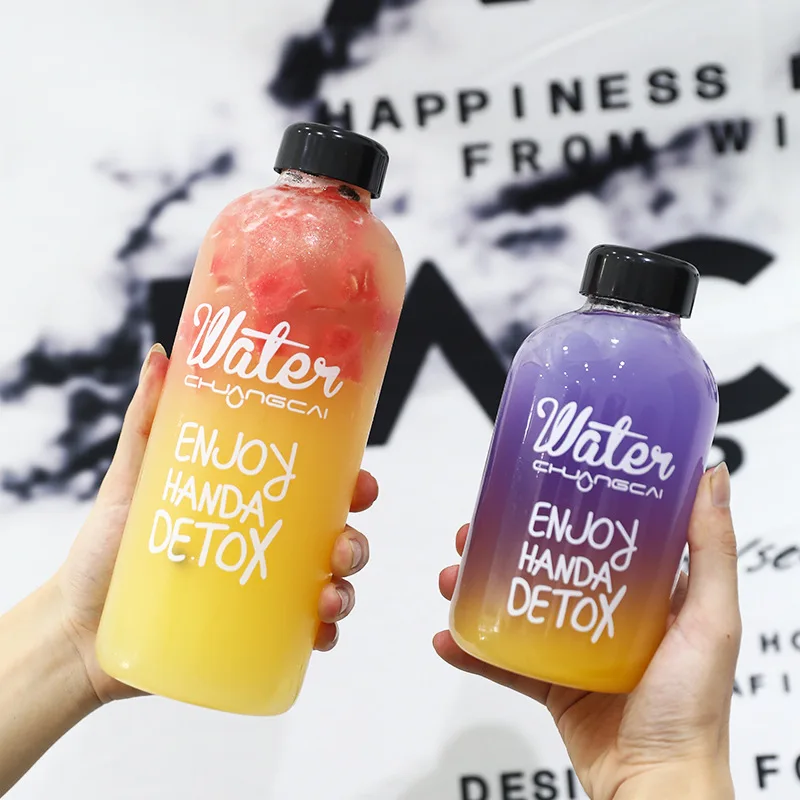 

600ml 1000ml Water Bottles Sports Cycling Camping Bottle Portable Leak-proof Fruit Lemon Juice Plastic Drinking Bottle