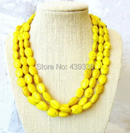 Желтое многослойное каменное ожерелье
