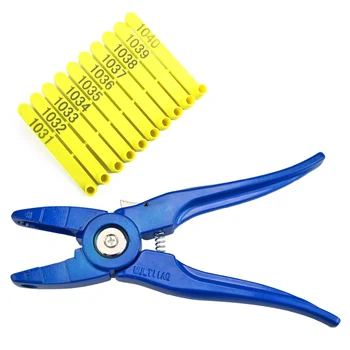

100 pcs Farm Livestock Sheep Goat Ear Tags or Pliers Sheep Nylon Siamese Ear Tags With Words Sheep Ear Laser Animal Identifion