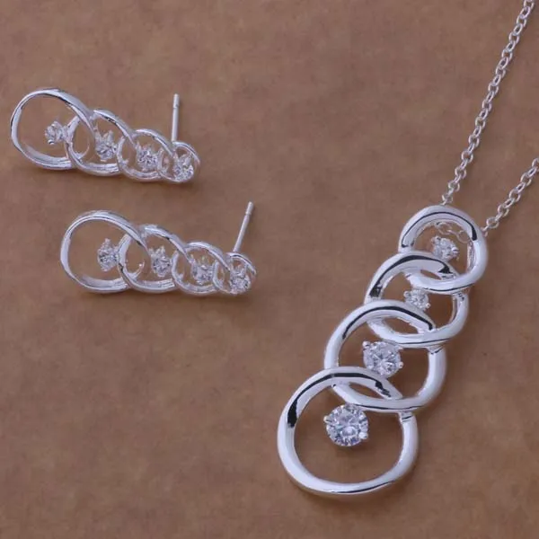 

AS283 Hot sell silver plated Set, Lovely Free Shipping Jewelry Sets Earring 447 + Necklace 129 /dttamlaa bnnakeua
