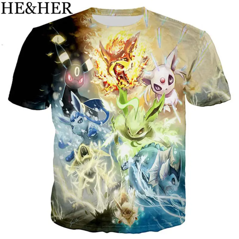 

New design anime t shirt men/women 3D printed Cartoon Pokemon t-shirts Short sleeve Harajuku style tshirt streetwear summer tops