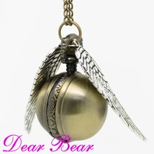 3084-3) Золотой снитч стимпанк карманные часы Цепочки и ожерелья елка повесить подарок деко подарок, 12 штук в упаковке