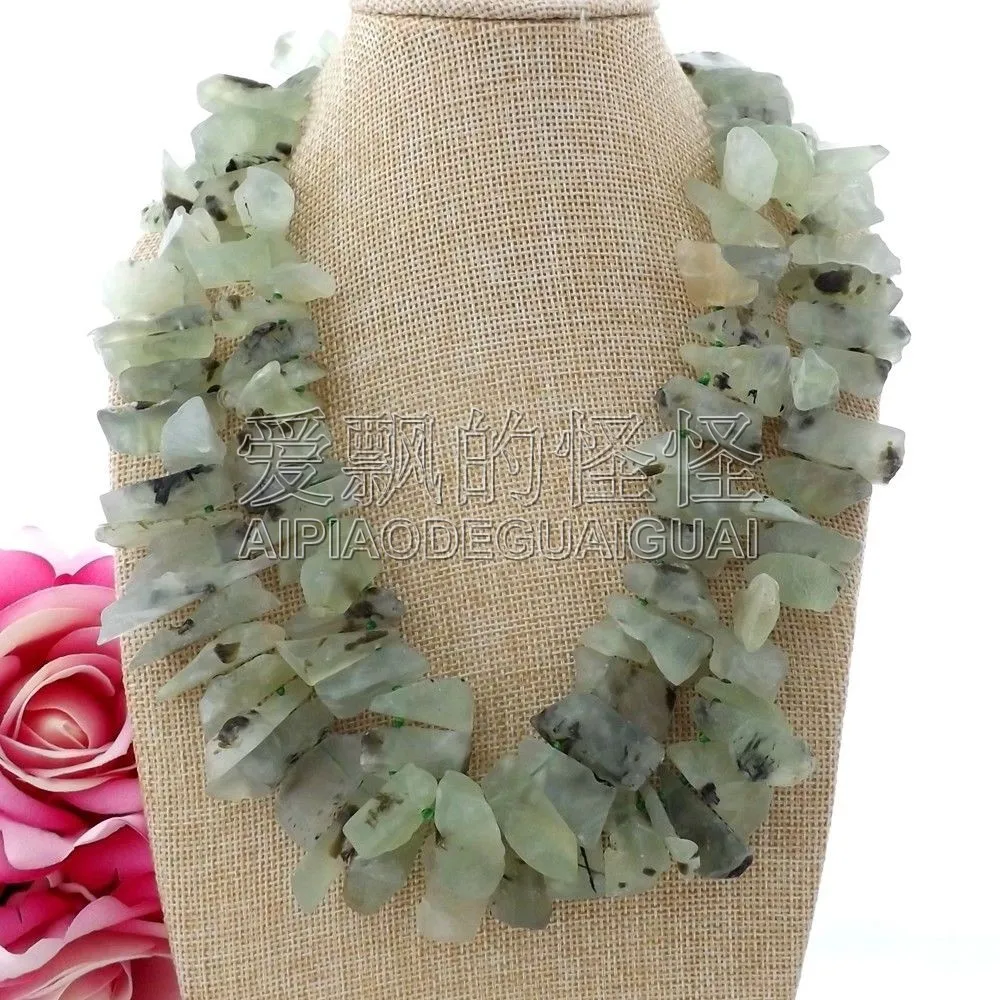

N090312 20" 2Strands Top-drilled Rough Crystal Necklace