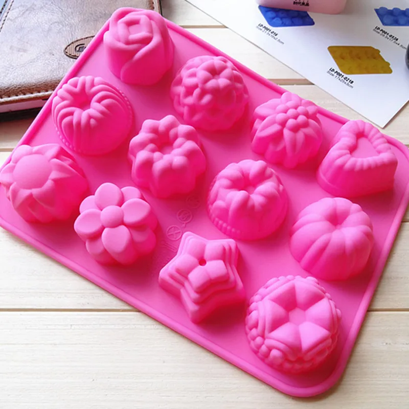 

Silicone Muffin Tray Candy Cupcake Jelly Mold 12 Flowers Bakeware Chocolate Moulds Baking Pan 99 For Drop Shipping