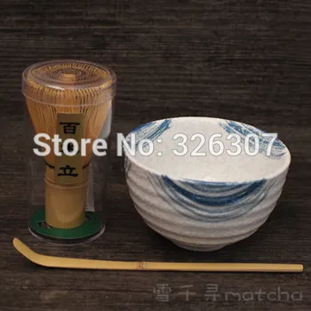 

Japan handmade batidor matcha kit maccha whisk bowl tea set scoop Japanese green tea powder ceremony chasen cup sea ocean