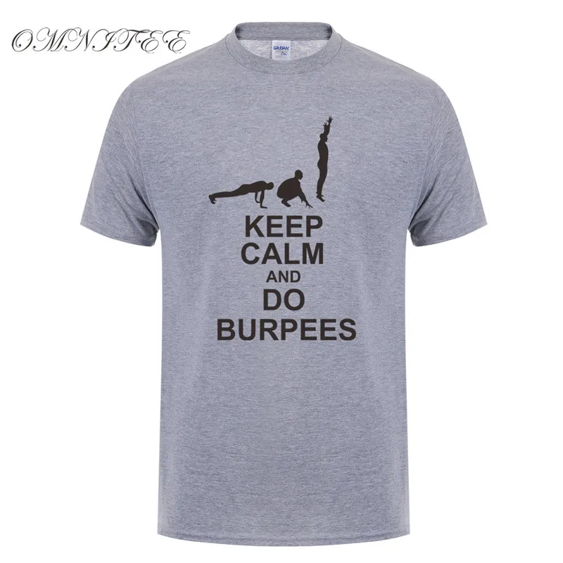 Мужские летние модные футболки Gymer Keep Calm And Do Burpees хлопковые с коротким рукавом для