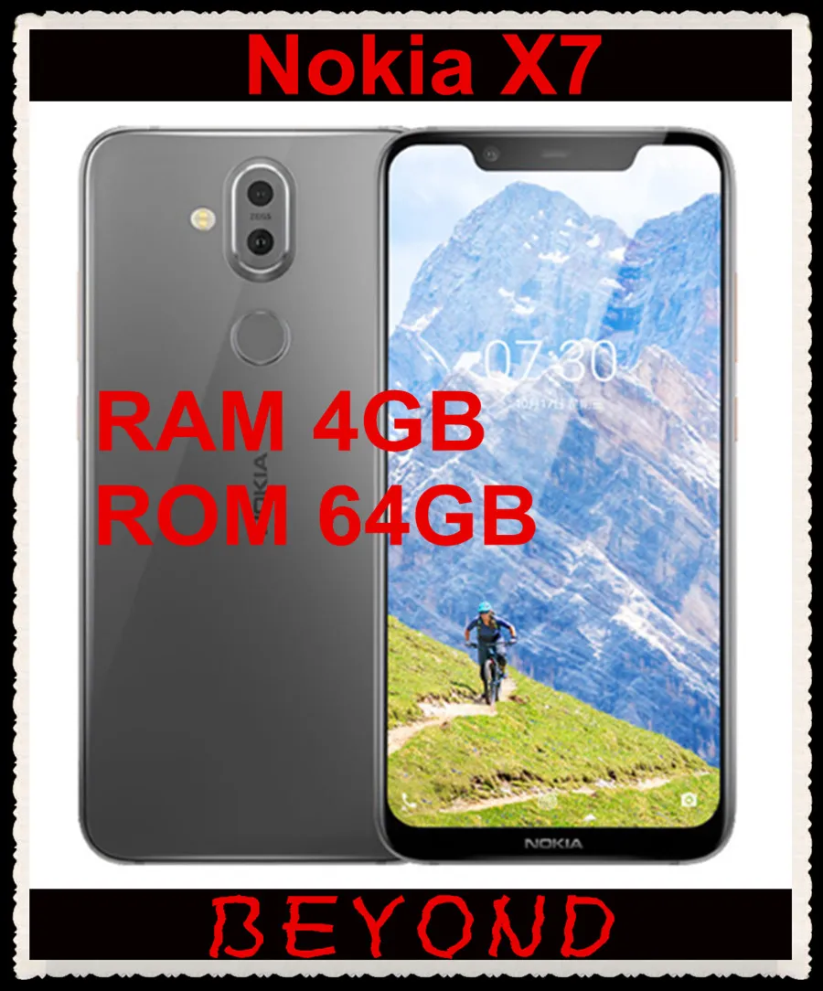 

Nokia X7 4G RAM 64G ROM Dual Sim Unlocked Android Mobile Phone LTE 6.18'' 3 Camera Octa Core 3500mAh Fingerprint Snapdragon 710