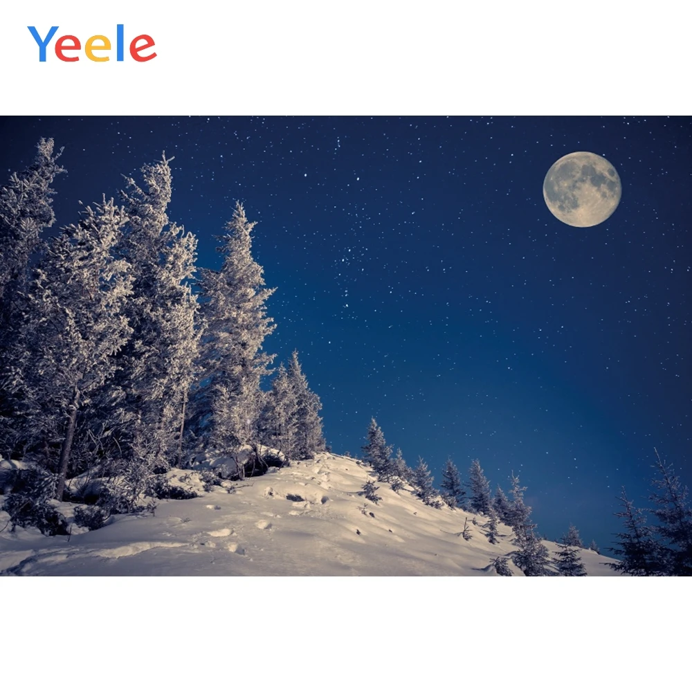 Фоны для фотосъемки Yeele с изображением зимнего пейзажа ночного лунного крепления