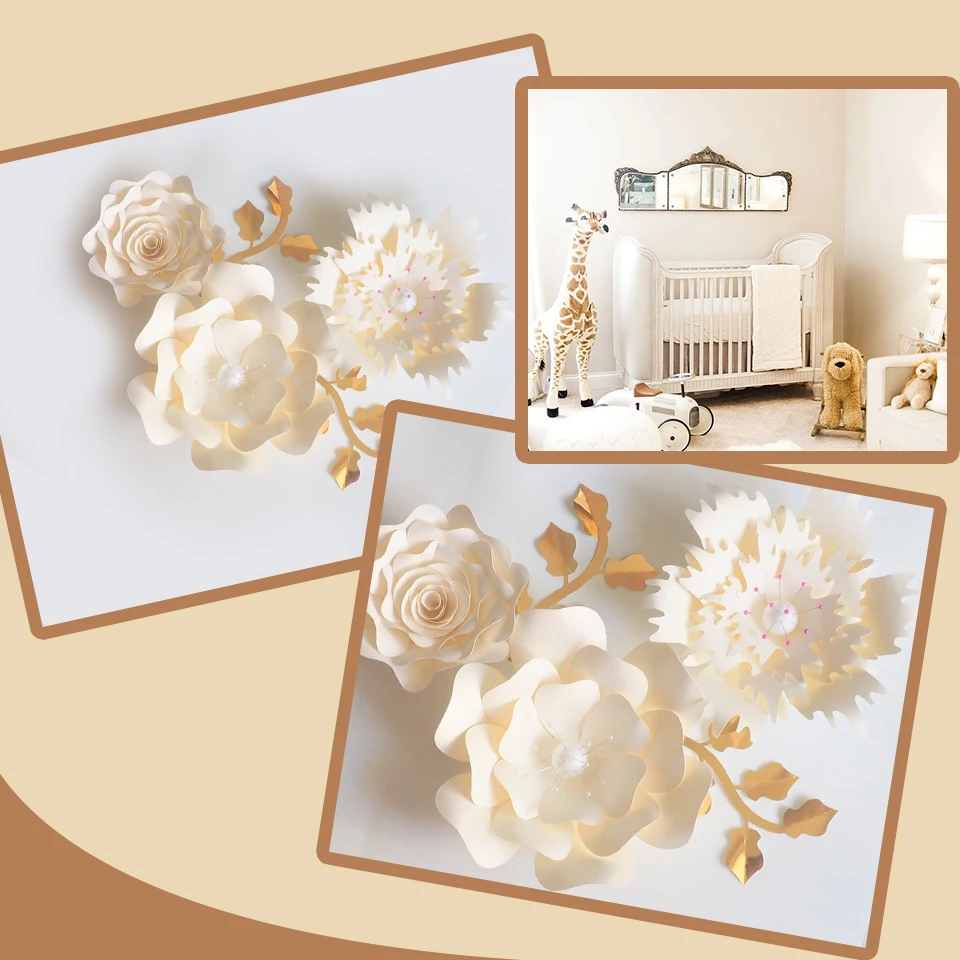 Ручной работы Cardstock роза DIY бумажные цветы листья набор для свадьбы и события