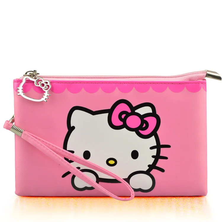 

Hello Kitty Girls Wallets Cute Solid PU Leather Doraemon Long Bag Clutch Women Wallet Cash Phone Card Kitty Coin Purse
