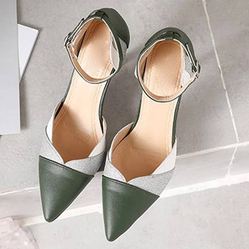 

Fashion Women Pumps Sandals pu High Heel Summer Pointed Toe Shoes Casual Sexy Party Buckle woman sandals 2019 summer sandalias