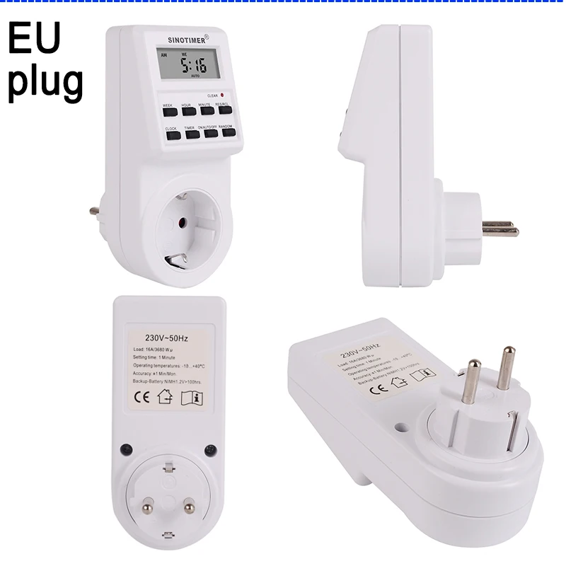 Enchufe de pared eléctrico programable, semanal, Digital, UE, Reino Unido,  EE. UU., FR, BR, temporizador, 220V, 110V, CA