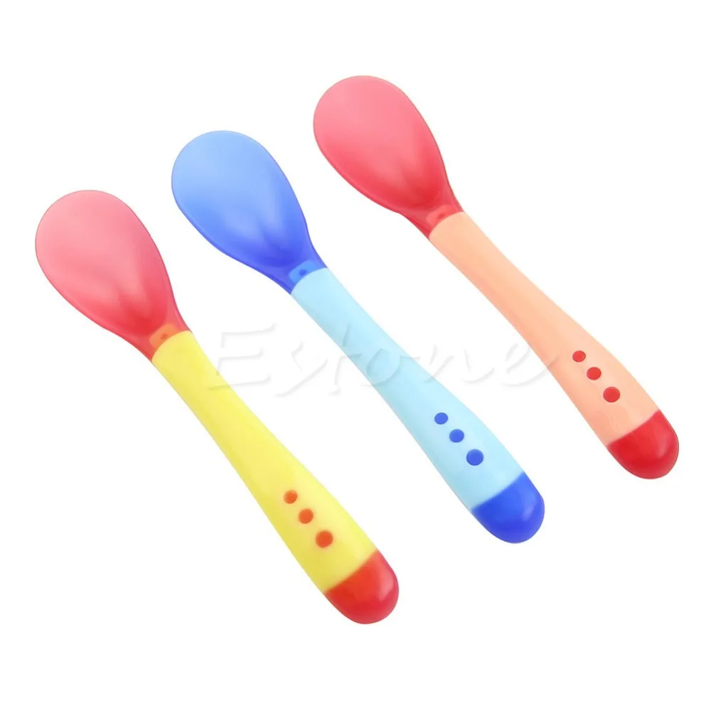 Baby Spoon and Fork Set Safety Soft Head Children Silicone Feed for Kids G