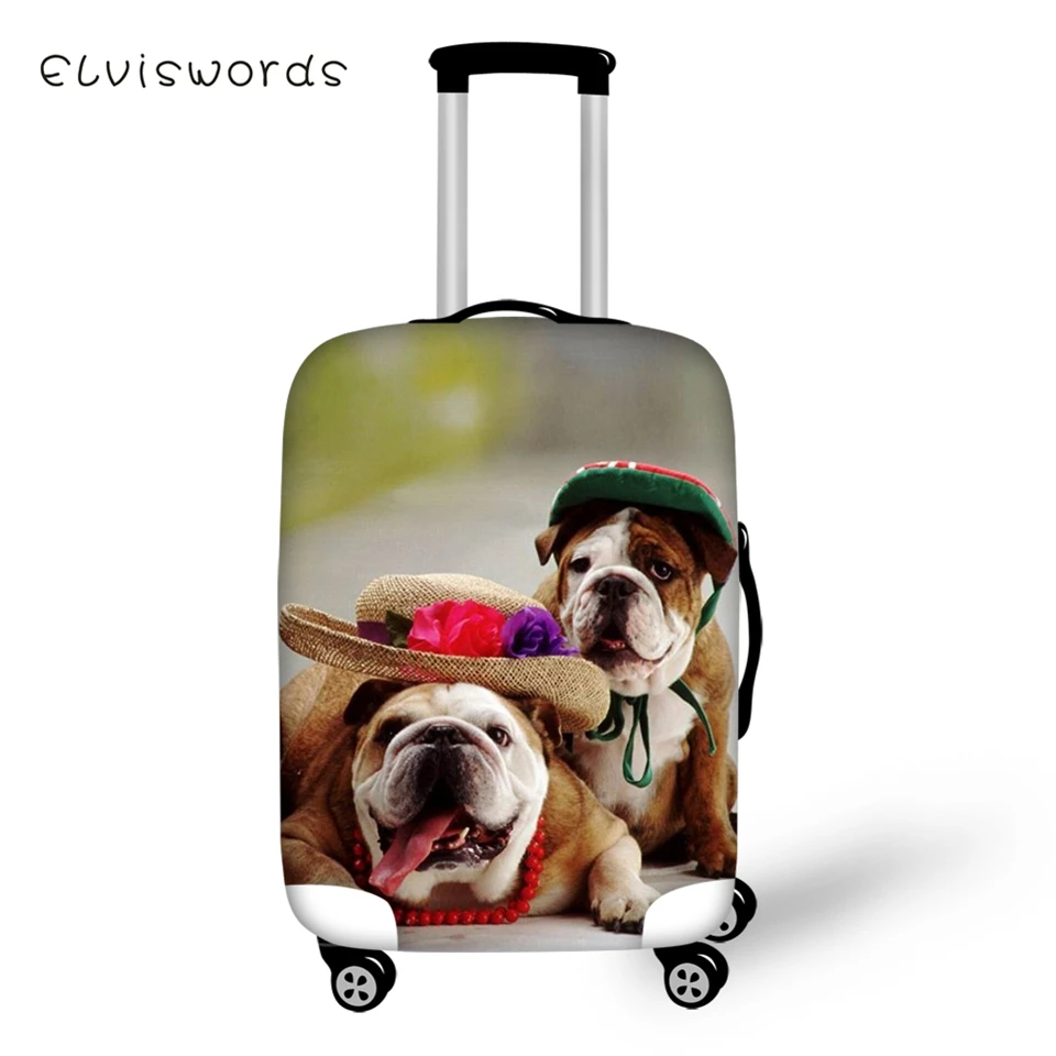 ELVISWORDS защитный чехол для чемодана Kawaii Bulldogs эластичный Пыленепроницаемый Чехол для багажа милые животные водонепроницаемый багаж