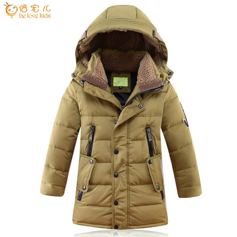 2017 Children Winter Jackets for Boys White Duck Down Jackets Thick Warm Outerwear with Hooded Long Children’s Coat DQ037
