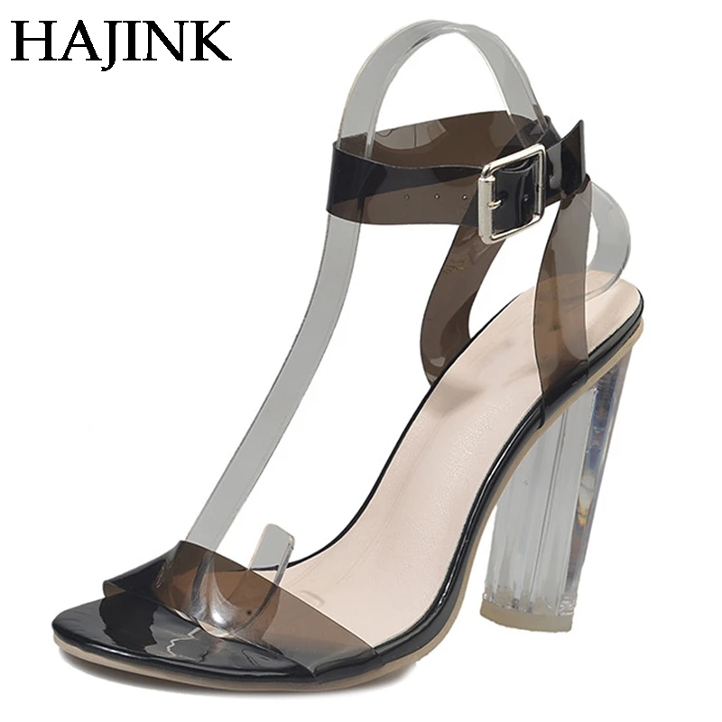 

Women Heels 2019 PVC Jelly Sandals Crystal Open Toed High Heels Women Transparent Heel Sandals Slippers Discount Pumps 11CM