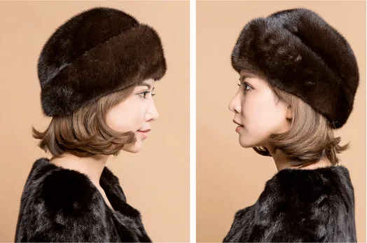 Новая норковая меховая шапка вся кожа среднего возраста и старая модная зимняя шапка женская