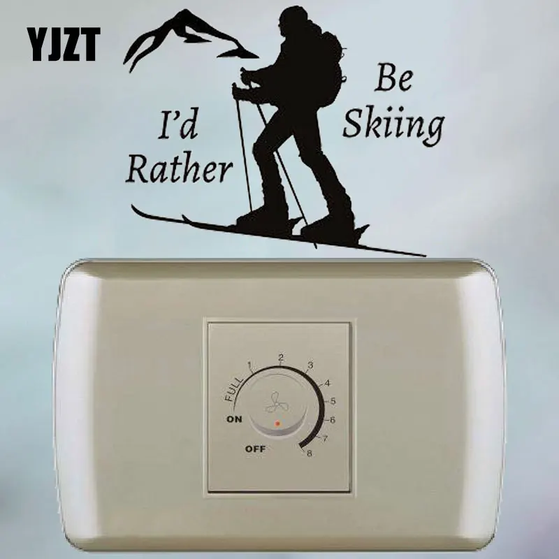 

YJZT I'd Rather Be Skiing Man Skier Ski Extreme Sports Decor Home Wall Stickers Vinyl Light Switch Decals 8SS2302