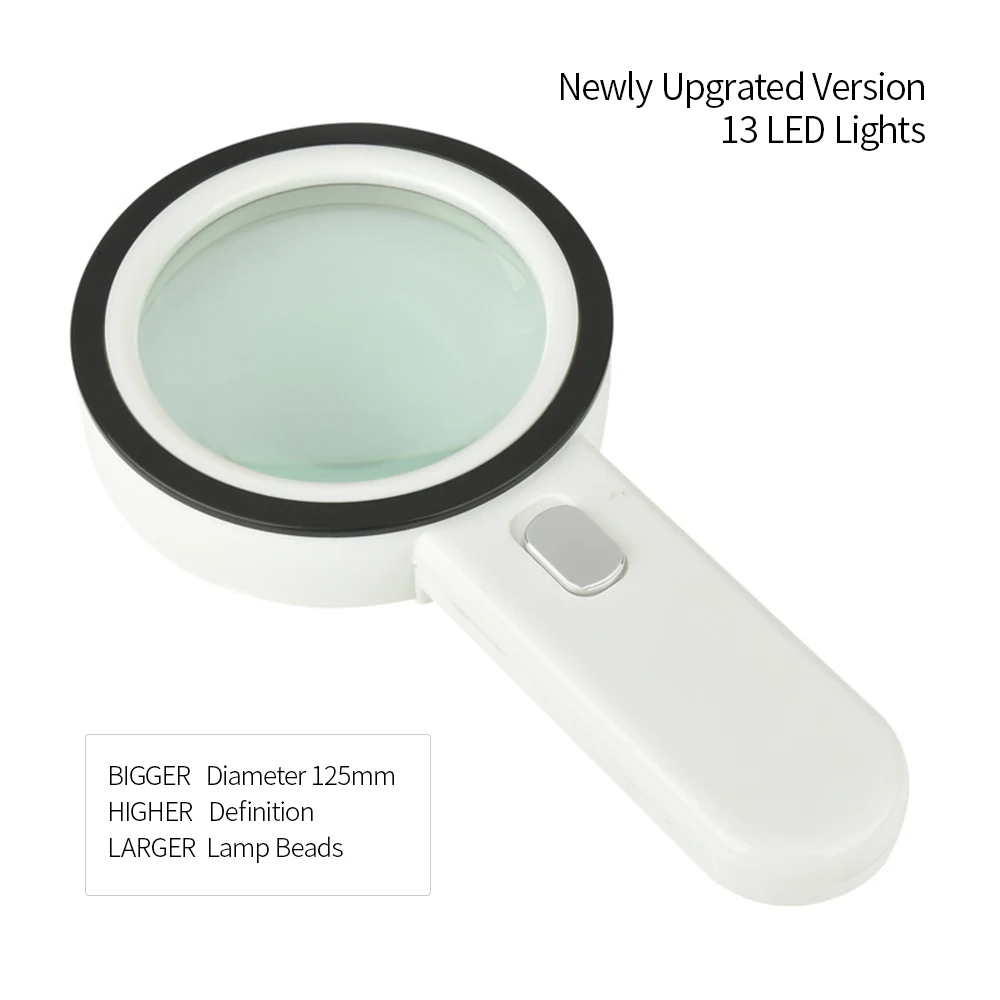 30x ручной увеличительное стекло со светодиодными лампами 125 мм объектив для чтения ювелирных изделий идентификация телефона ремонт усилителя