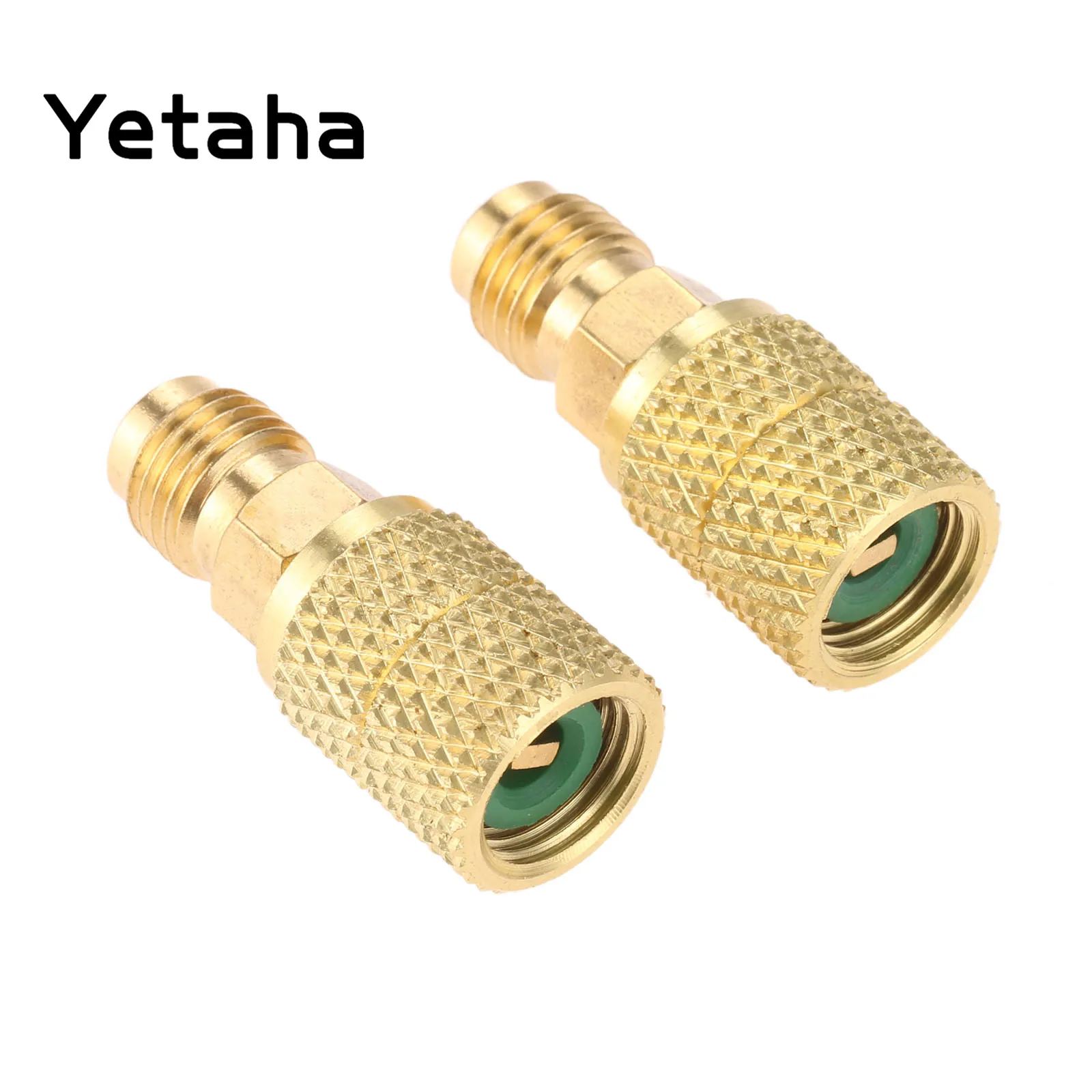 Yetaha 2Pcs R410A Brass Refrigerant Adapter 1/4" Male to 5/16" Female