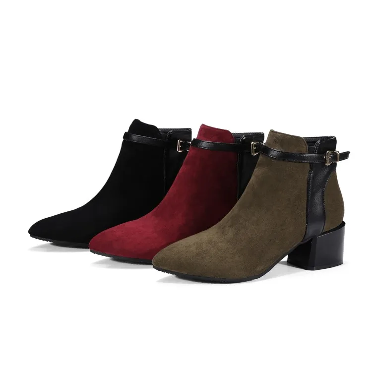 Sianie Tianie/ г., зимняя женская обувь на среднем квадратном каблуке бордового и оливкового цвета модные ботильоны женские Ботинки martin с пряжкой, размер 43