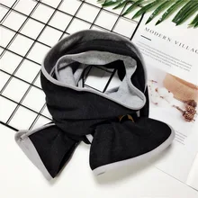 Зимний теплый шарф унисекс для детей, сплошной цвет, с лоскутами, боковые обертывания, Длинный Простой стильный шейный платок, черный, хаки, серый, кофейный