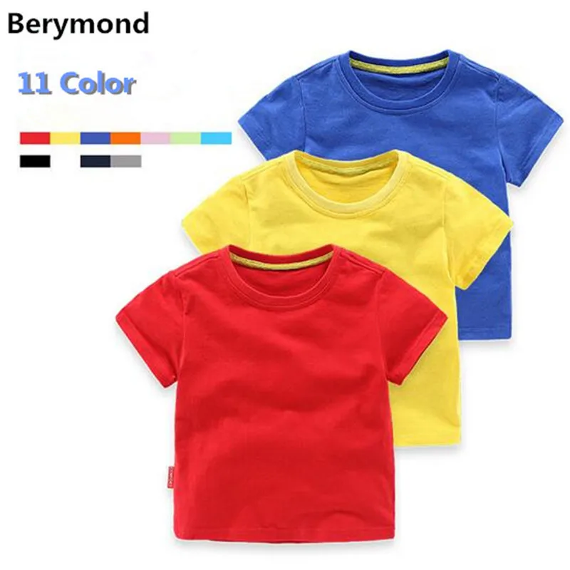 

Berymond Children 2017 Summer New Coming Boy Solid Colorful Cotton Short Sleeve T-Shirt Basic T Shirt Baby Boys Girls Toops Tees