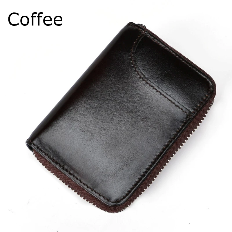 BONAMIE, натуральная кожа, функциональный чехол для карт, бизнес-держатель для карт, для мужчин и женщин, сумка для кредитных карт, ID-карта, кошелек, RFID Блокировка, красный, черный - Цвет: Coffee