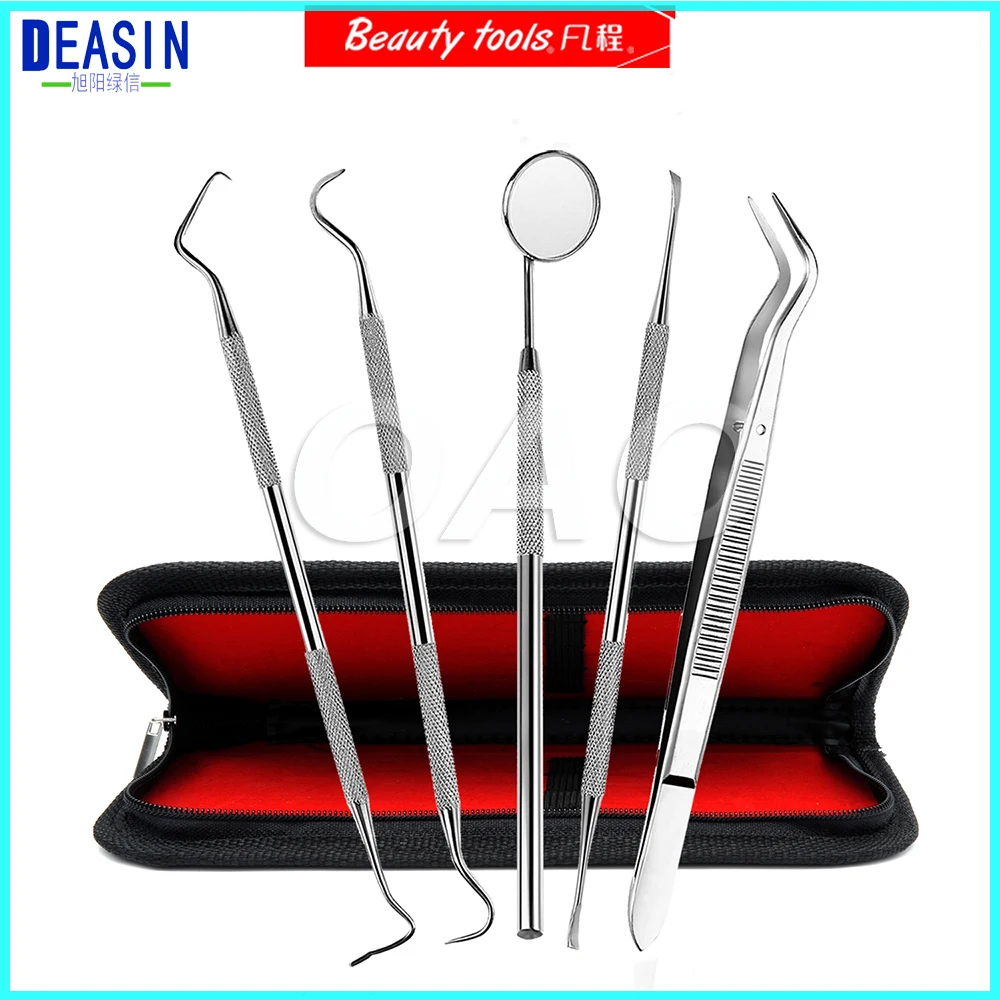 5PcDentalToolStainlessSteelDentistTeethCleanHygienePicks