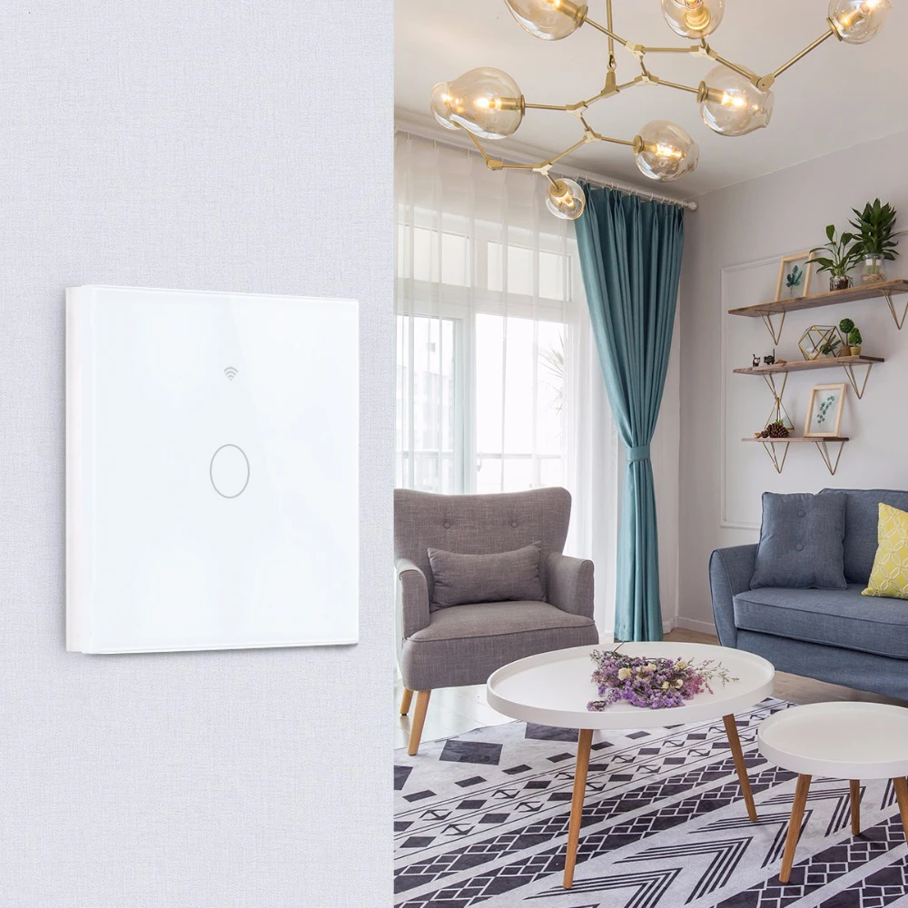  SESOO WIFI Smart Touch Switch APP Wireless Remote Light Wall Switch Crystal Glass Panel Works With  - 32896267121